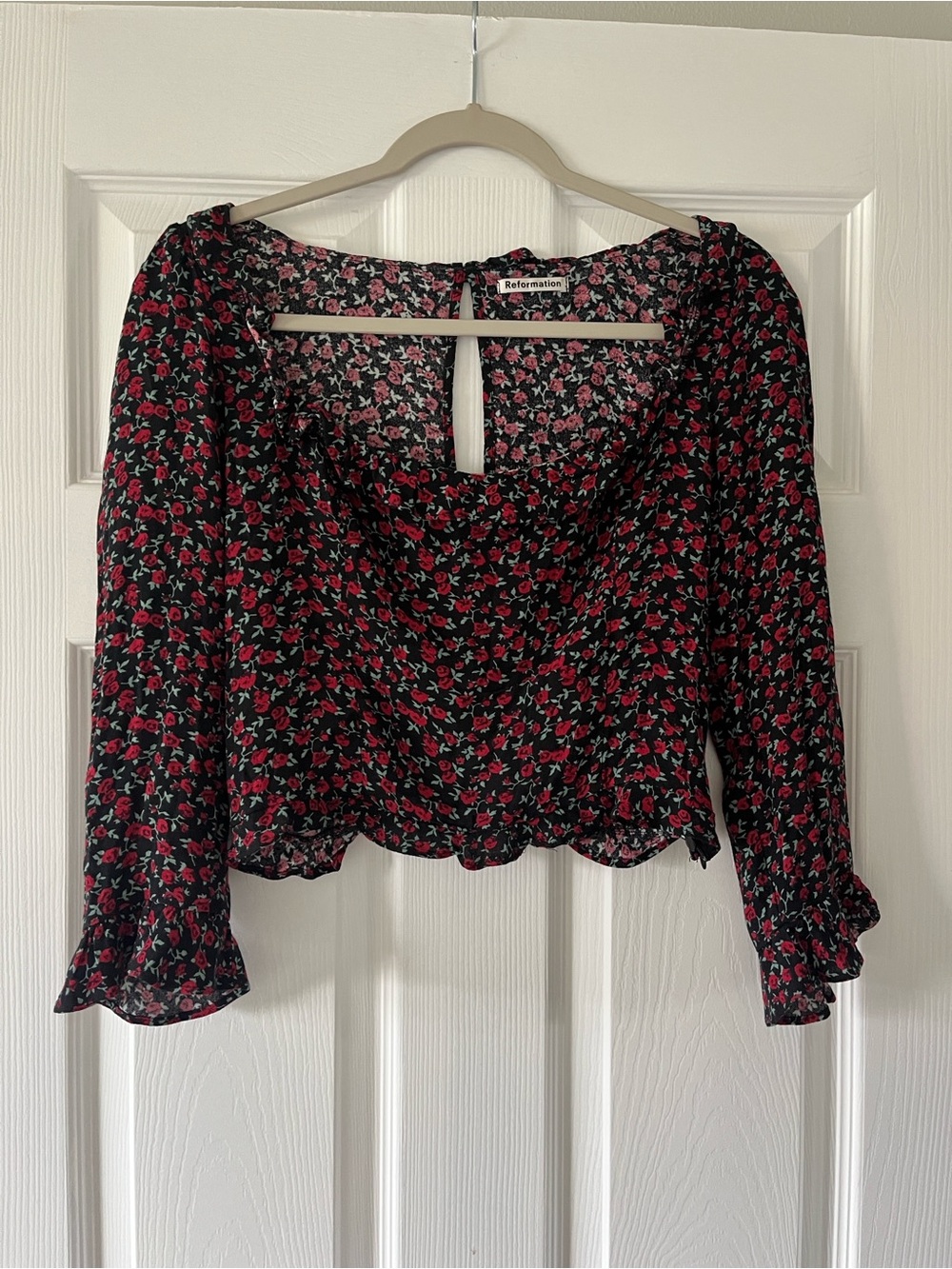 Reformation Ruffled Rose Crop Top